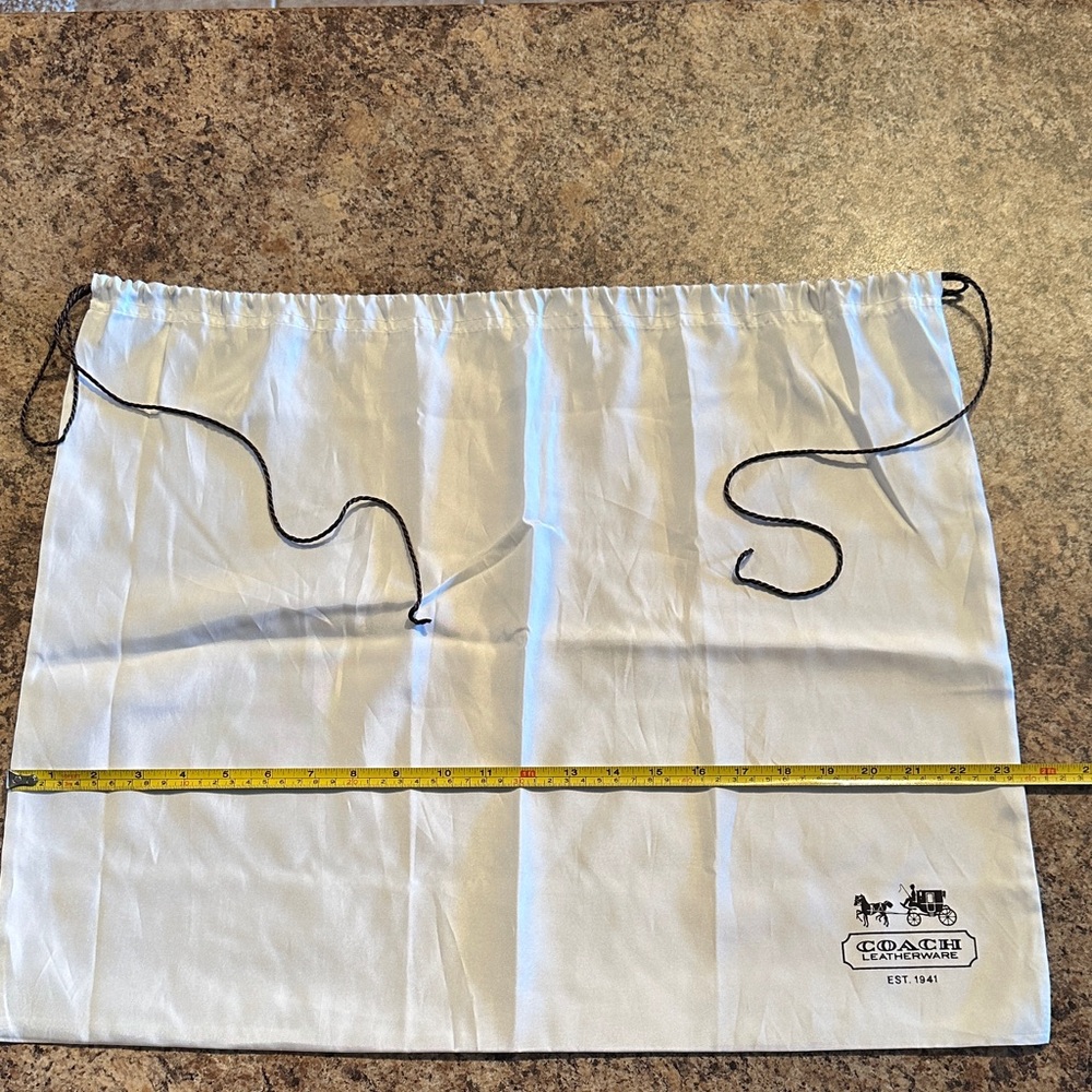 Coach White Dust Bag with Black Drawstring Logo